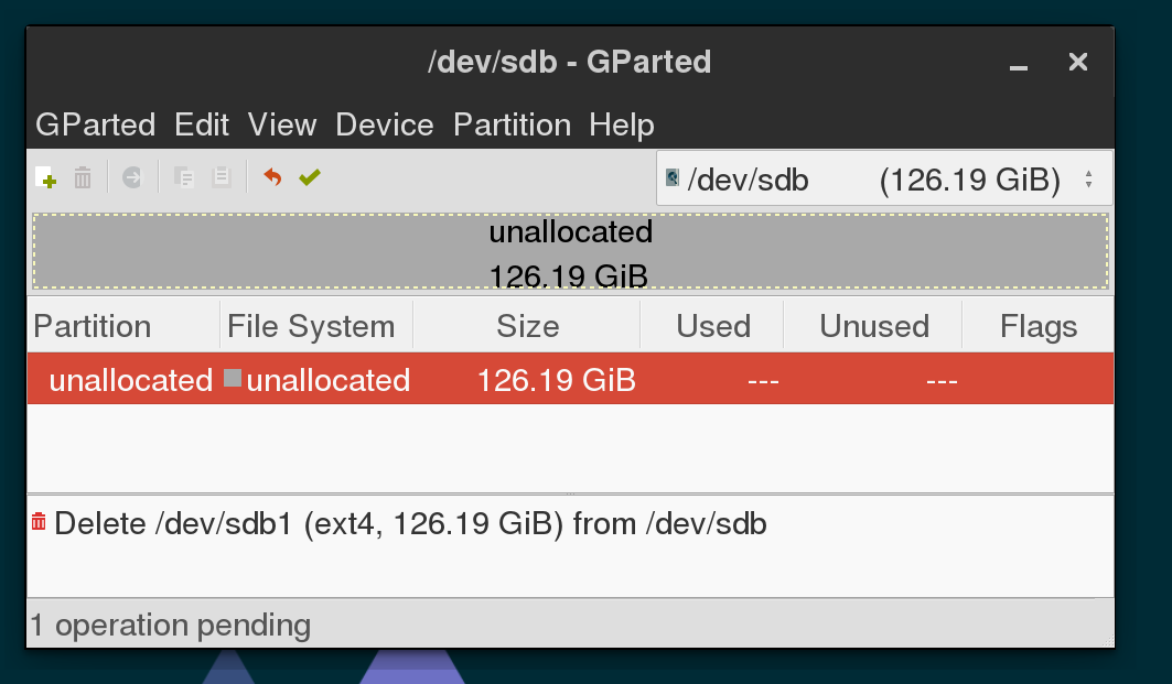 gparted unallocated